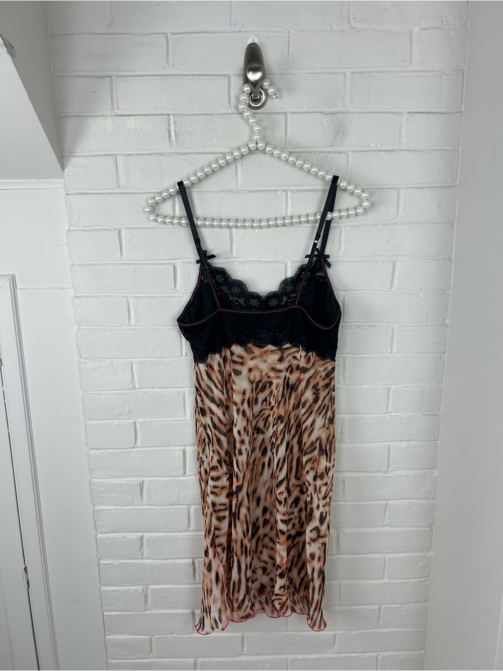 Vintage 90s Y2K Josie Natori Animal Print Slip Lingerie Dress Size M - Picture 6 of 10